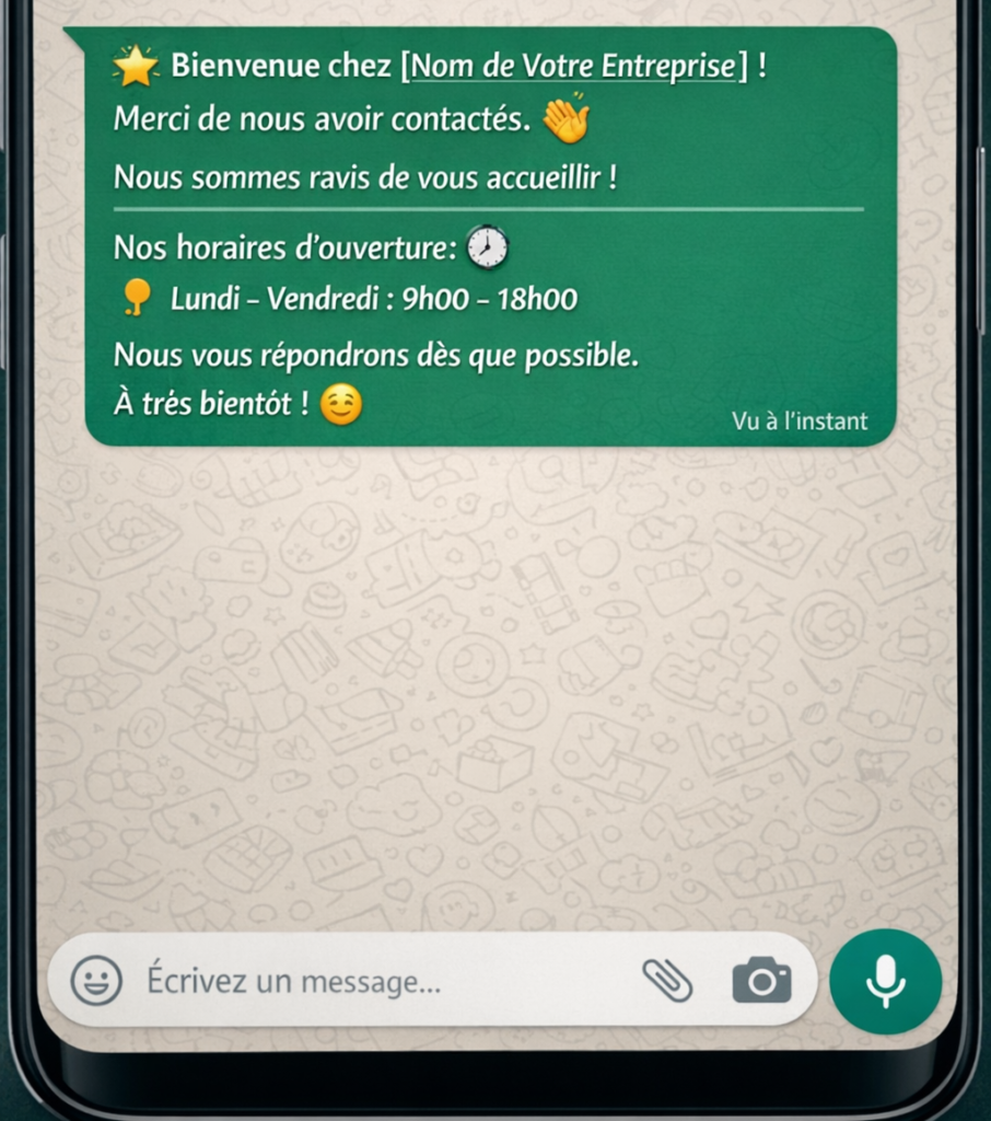 Messages automatiques WhatsApp Business