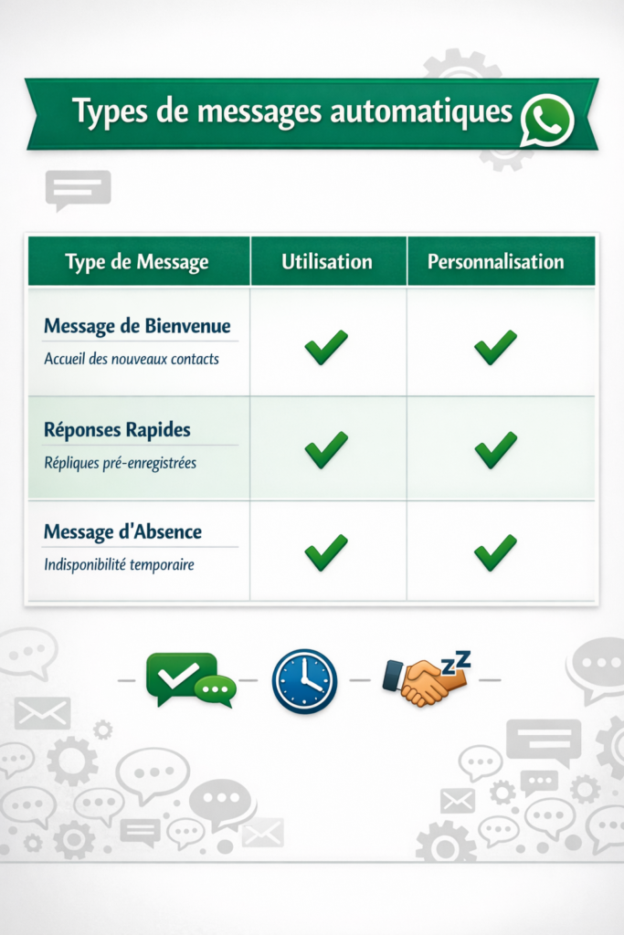 types de messages automatiques